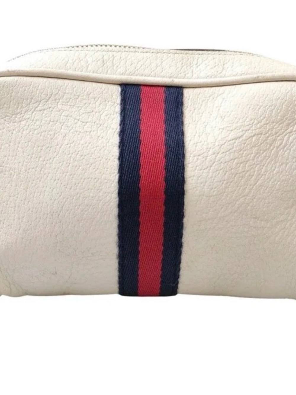 Gucci white Cream Leather crossbody bag with Signature Red and Blue Web Stripe - Picture 3 of 7